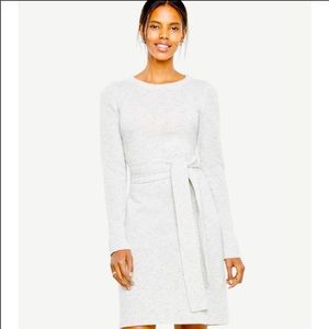Ann Taylor grey tie-waist belt sweater dress XXSP